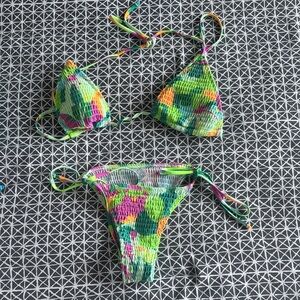 SHEIN Multicolor Ribbed Bikini Set
